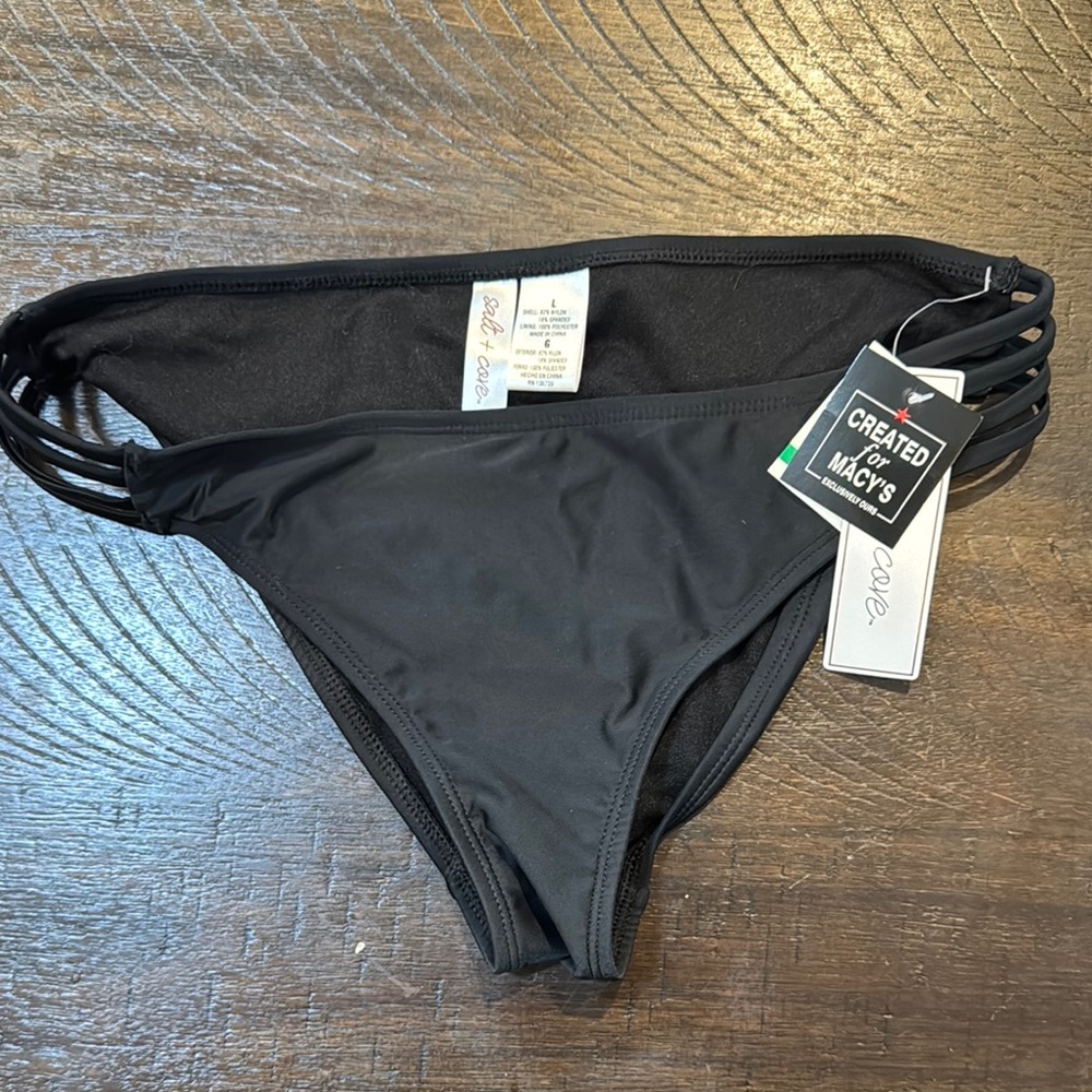 Salt + Cove Black Strappy Bikini Bottom